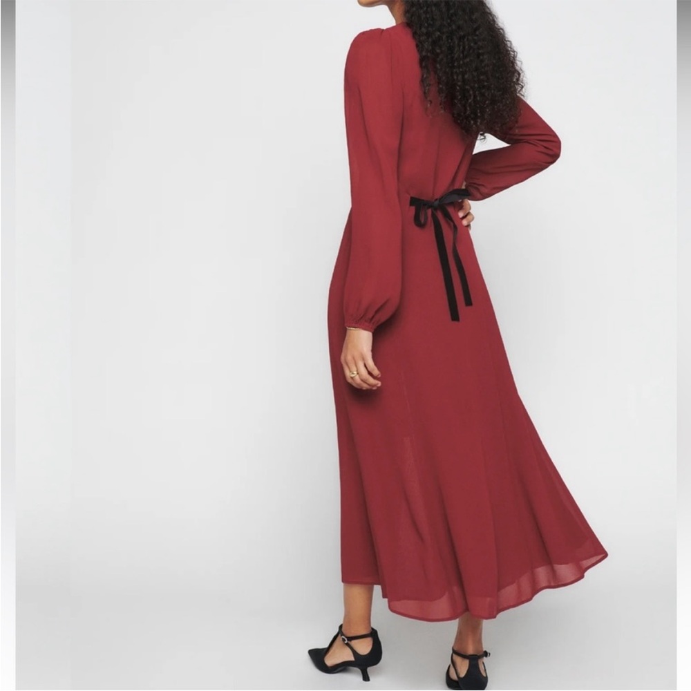 Reformation Deep Red Button-Front Maxi Dress - Picture 3 of 14